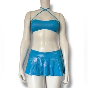 DollsKill | NWOT’s New Pink Sparkle Strappy Y2K Rave Club Top and Skirt Set